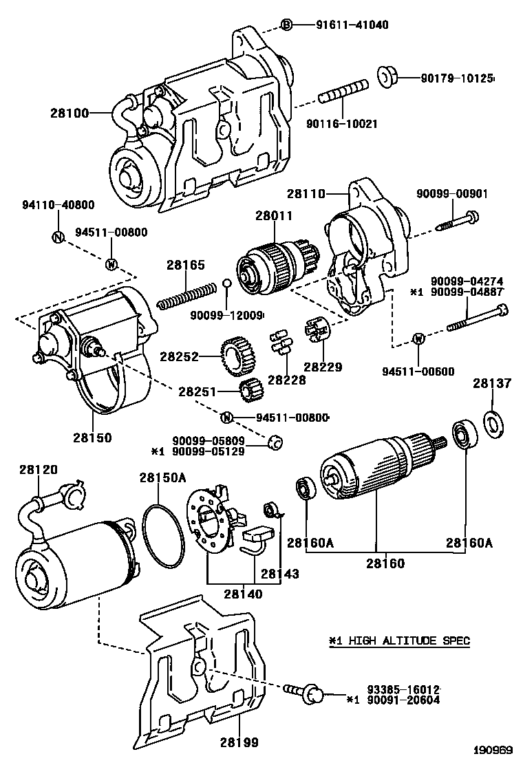 Toyota COROLLA 起动机 EPC diagram — 190969
