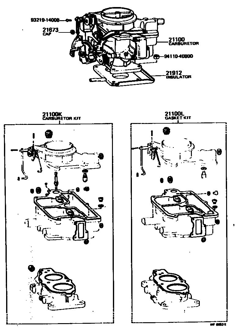 Toyota COROLLA carburetor assembly EPC diagram — MF0653E