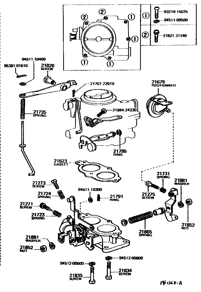 Toyota COROLLA 化油器 EPC diagram — MF1368A
