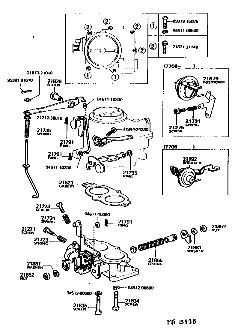 Toyota COROLLA 化油器 EPC diagram — MF1599B