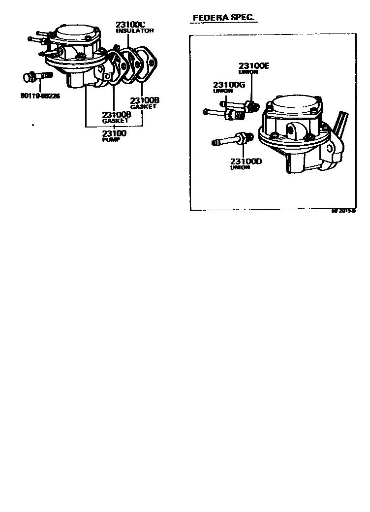 Toyota COROLLA 燃油泵和燃油管 EPC diagram — MF2015D
