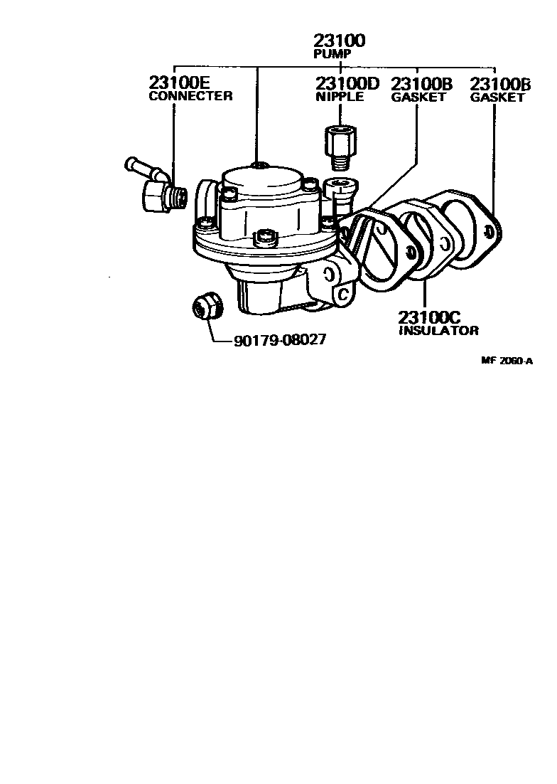 Toyota COROLLA 燃油泵和燃油管 EPC diagram — MF2060A