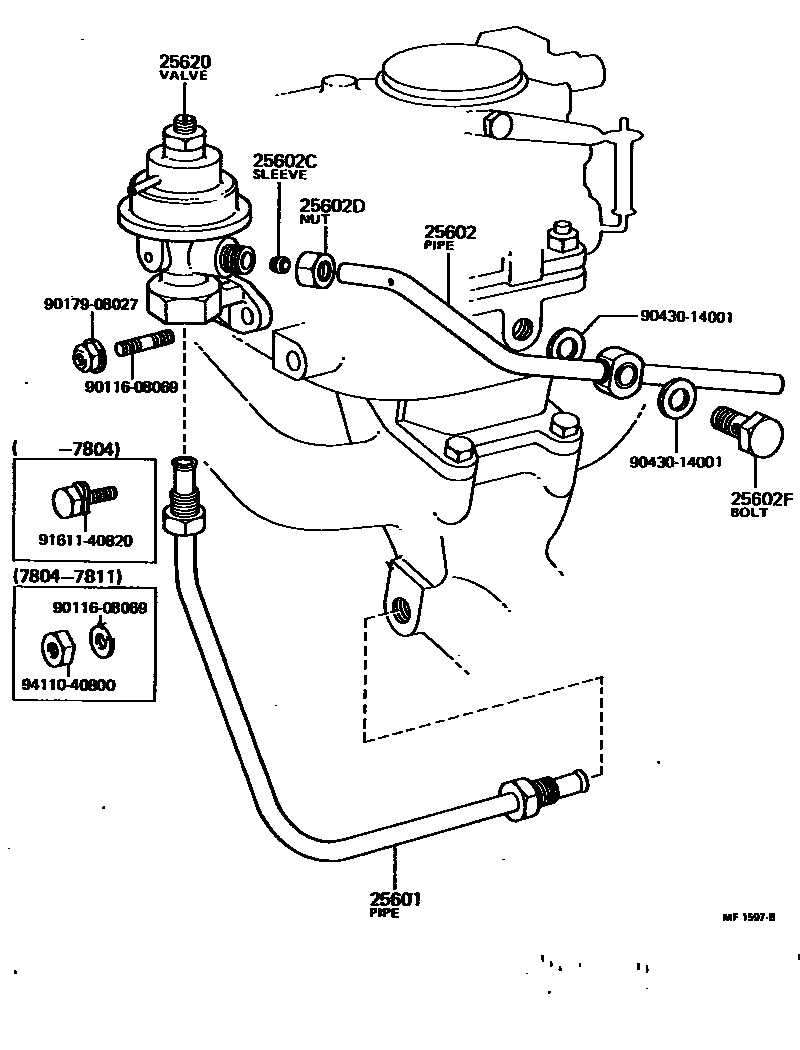 Toyota COROLLA 废气再循环系统 EPC diagram — MF1597B