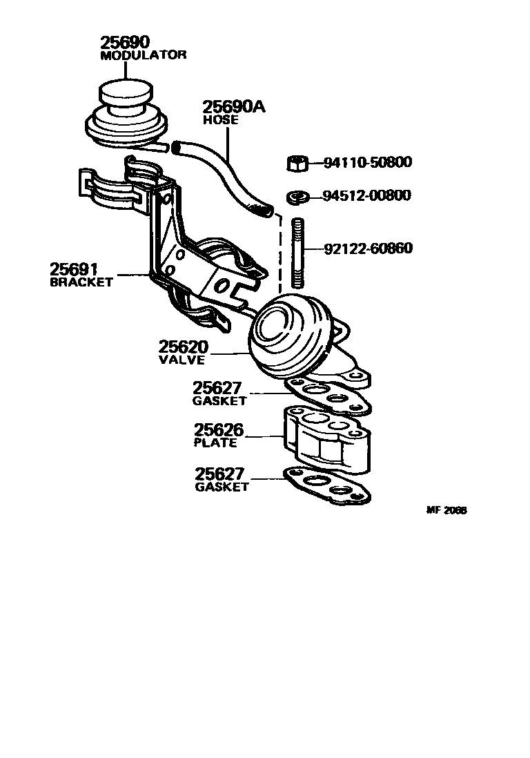 Toyota COROLLA 废气再循环系统 EPC diagram — MF2068
