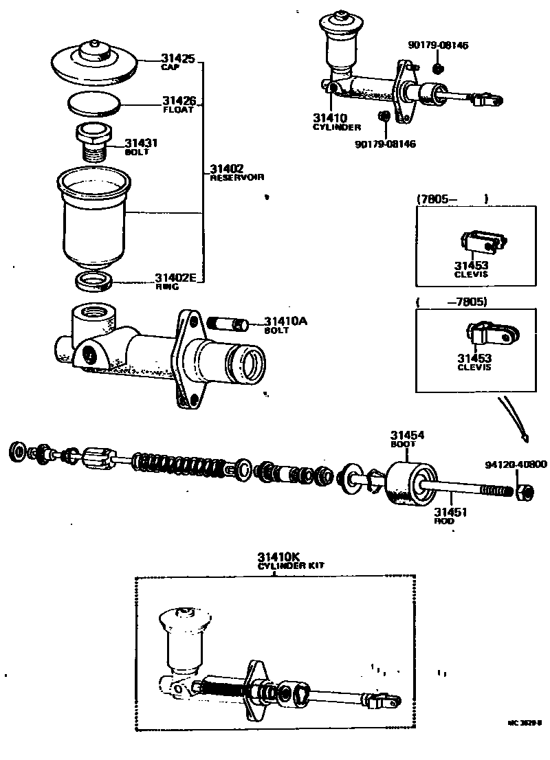 Toyota COROLLA 离合器总泵 EPC diagram — MC3629B