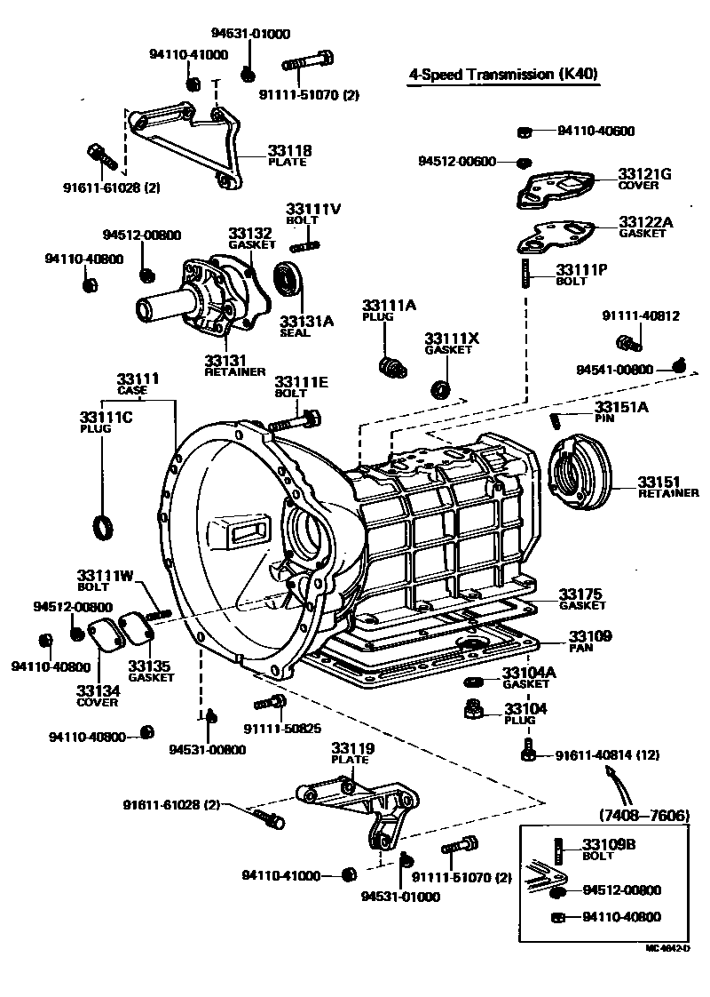 Toyota COROLLA 离合器壳和变速器壳(MTM) EPC diagram — MC4642D