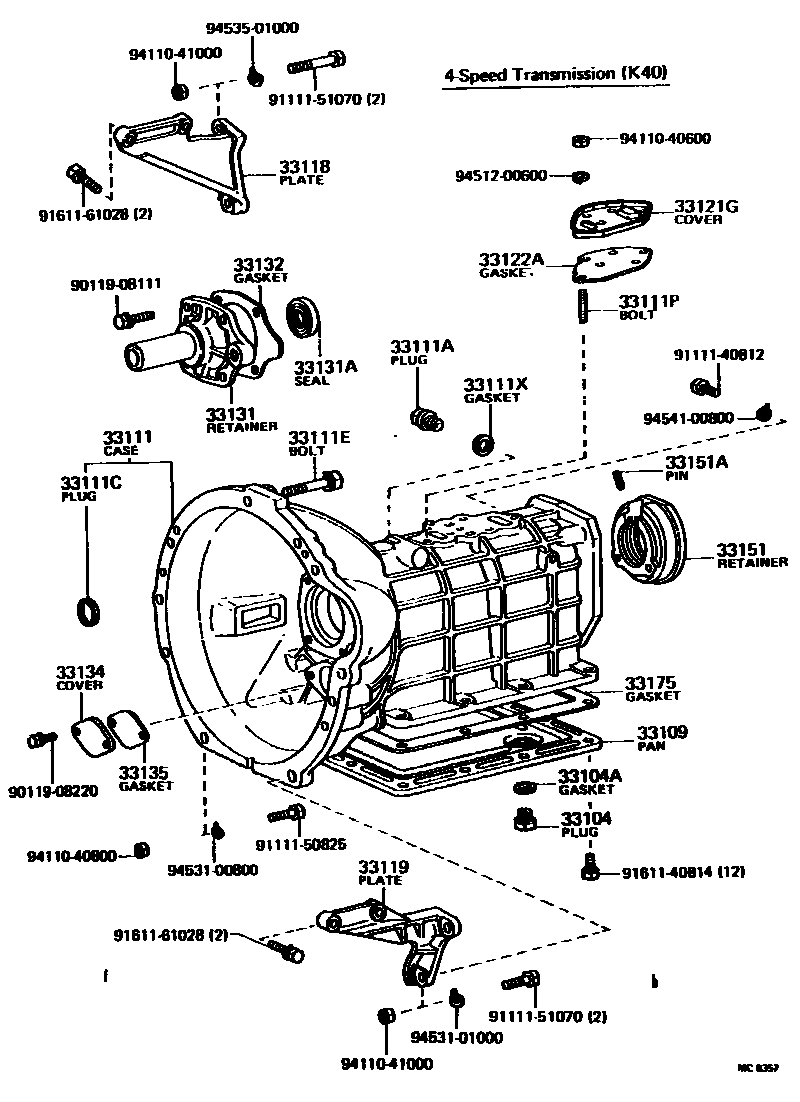 Toyota COROLLA 离合器壳和变速器壳(MTM) EPC diagram — MC6357