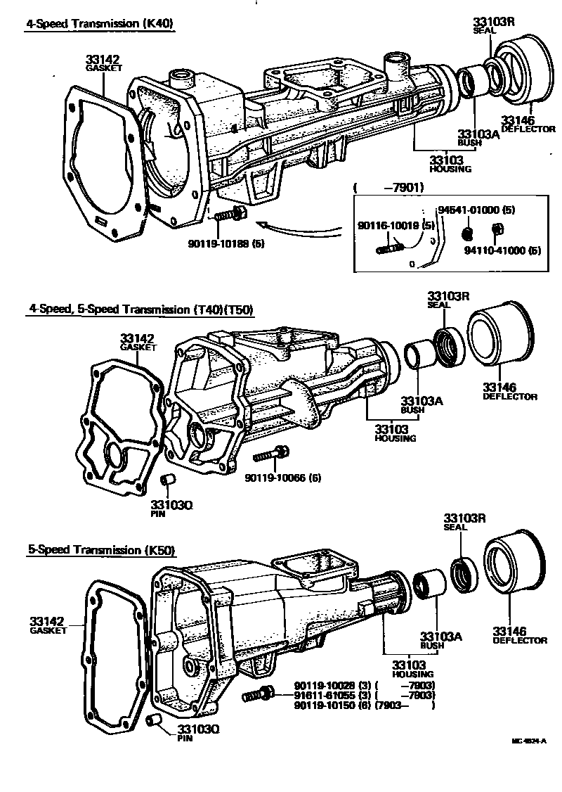 Toyota COROLLA Extended shell (MTM) EPC diagram — MC4624A