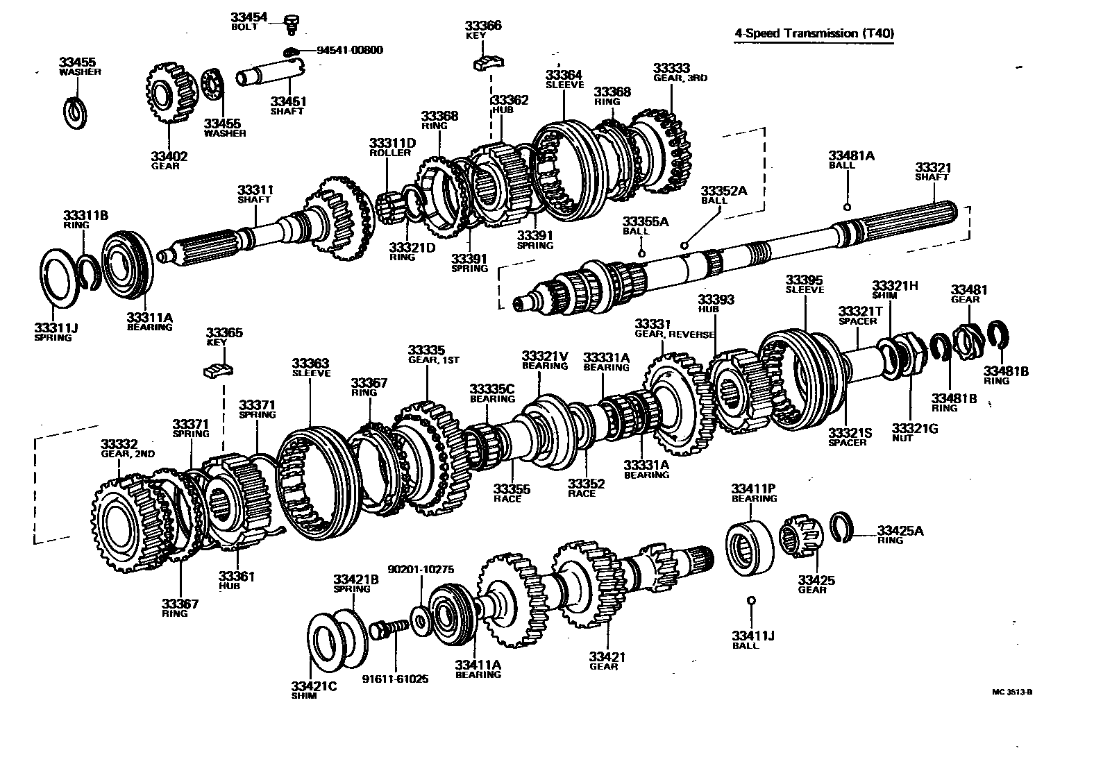 Toyota COROLLA 变速器齿轮(MTM) EPC diagram — MC3513B
