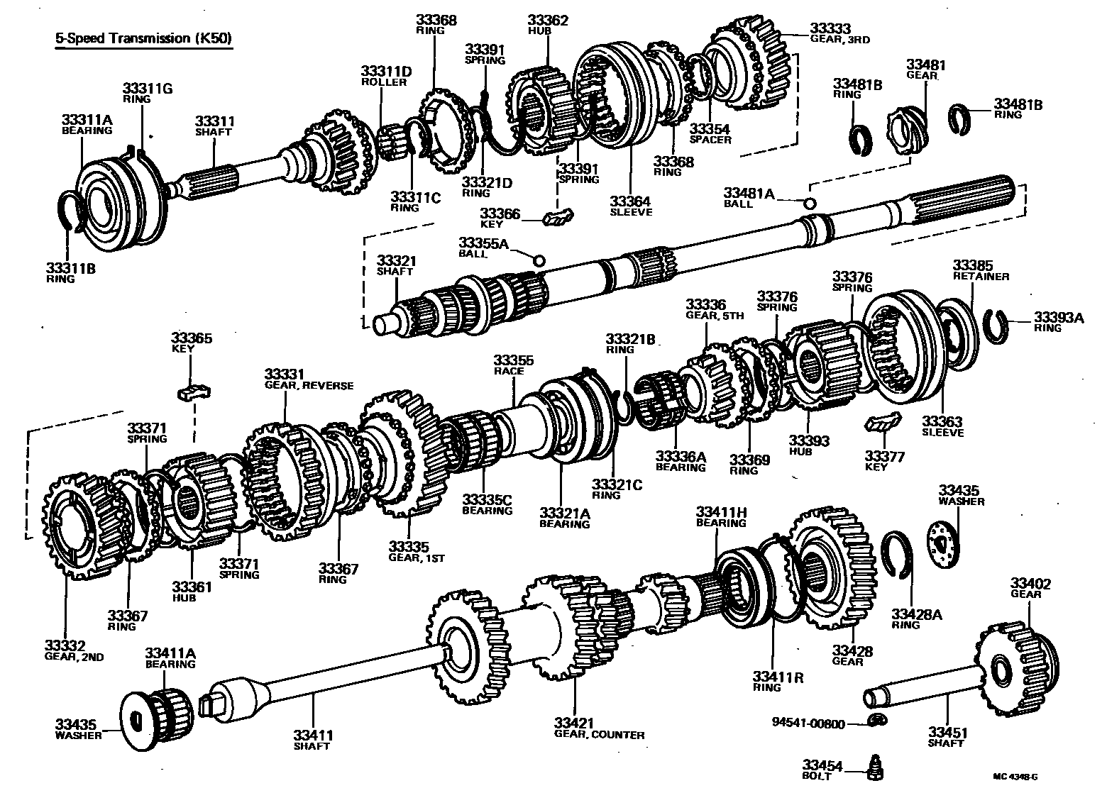 Toyota COROLLA 变速器齿轮(MTM) EPC diagram — MC4348G