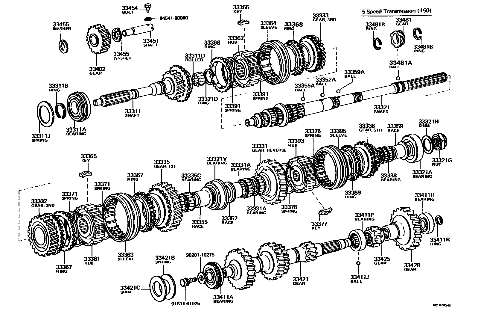 Toyota COROLLA 变速器齿轮(MTM) EPC diagram — MC4745B