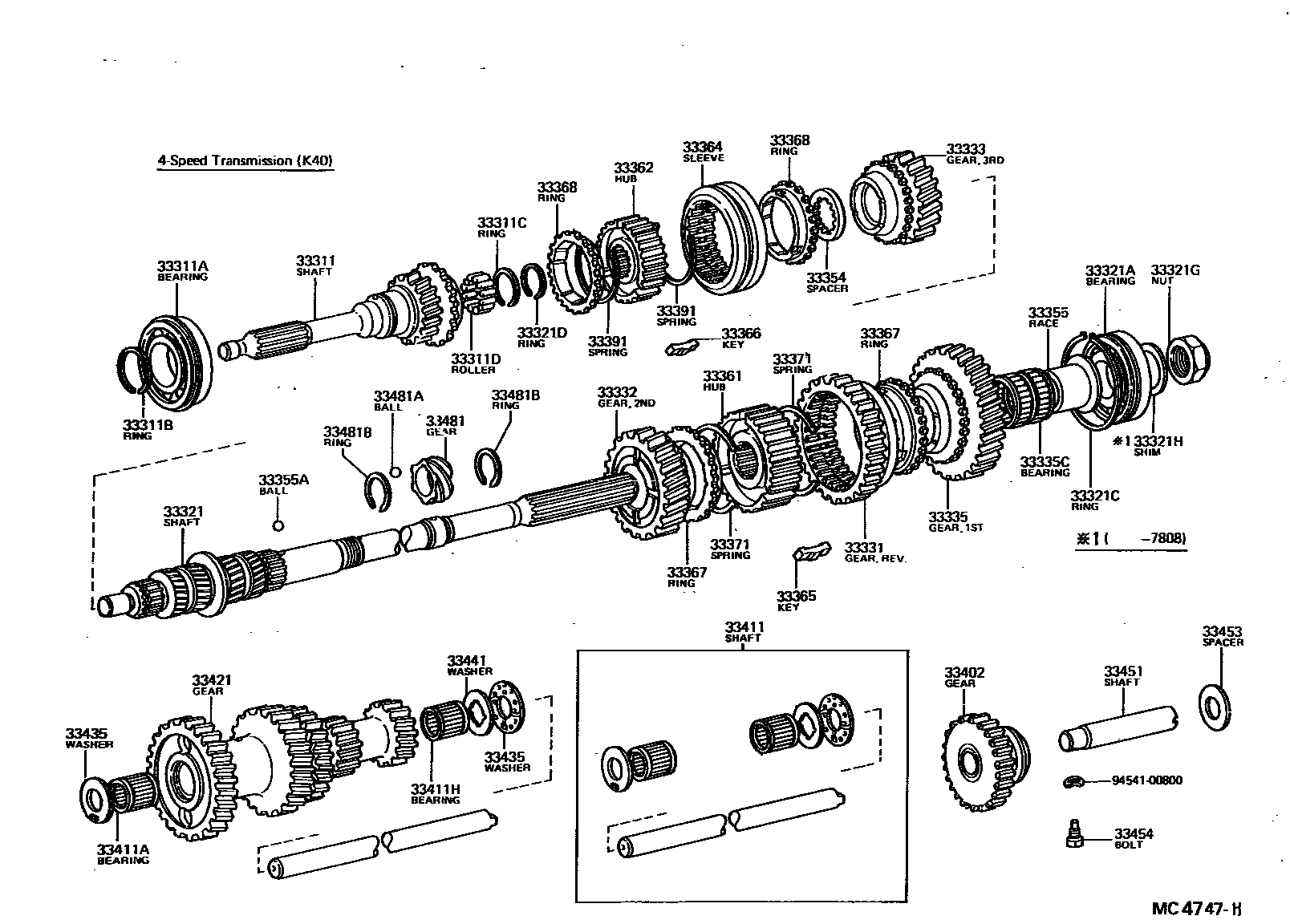 Toyota COROLLA 变速器齿轮(MTM) EPC diagram — MC4747H