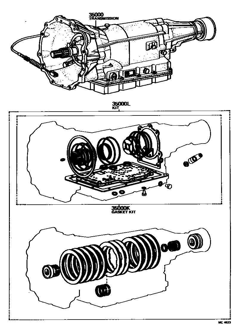 Toyota COROLLA 传动桥或变速器总成和衬垫组件(ATM) EPC diagram — MC4623