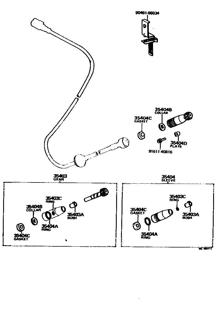 Toyota COROLLA 速度表从动齿轮(ATM) EPC diagram — MC3607C