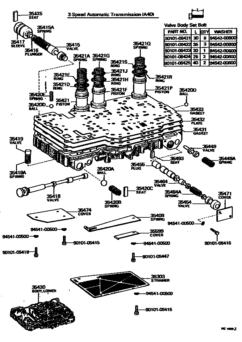 Toyota COROLLA 阀体和滤油网(ATM) EPC diagram — MC4659Z