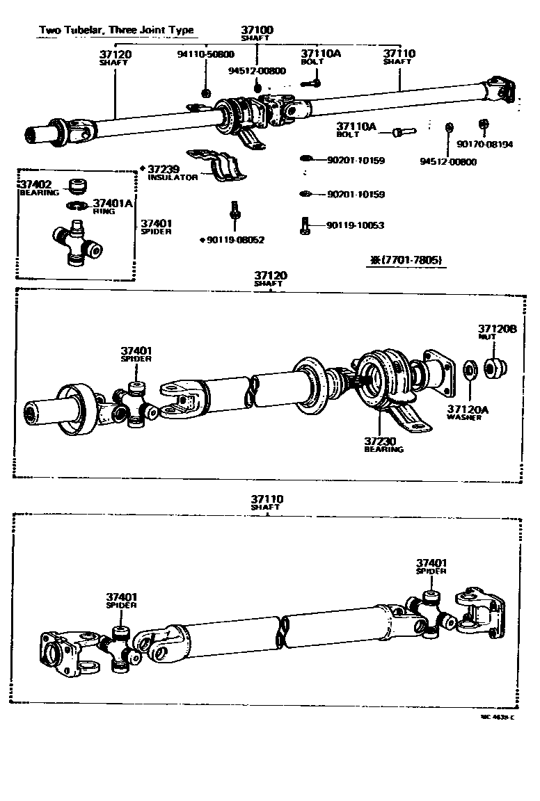 Toyota COROLLA Propeller Shaft & Universal Joint EPC diagram — MC4639C