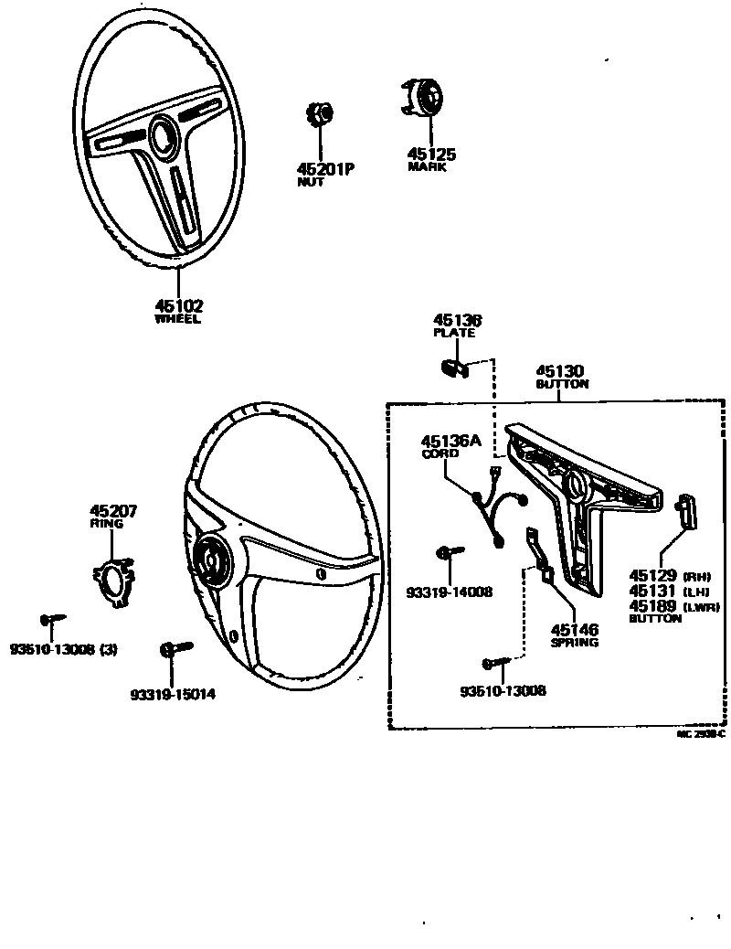 Toyota COROLLA Steering Wheel EPC diagram — MC2938C