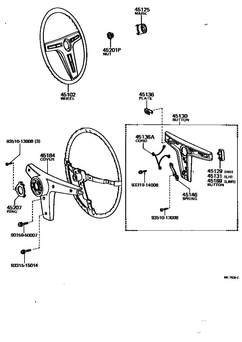 Toyota COROLLA Steering Wheel EPC diagram — MC2939C