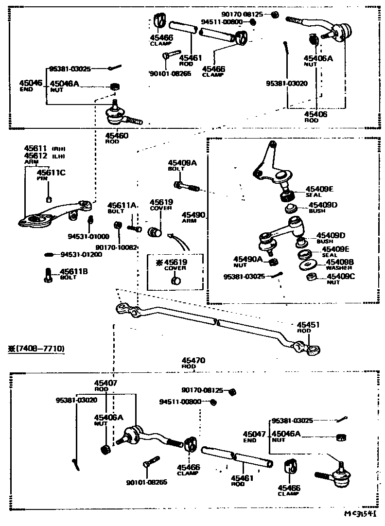 Toyota COROLLA 前转向齿轮和连杆 EPC diagram — MC3154I