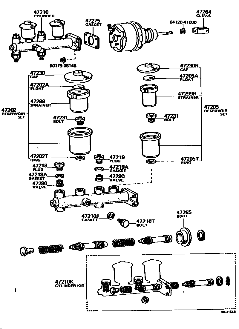 Toyota COROLLA 制动总泵 EPC diagram — MC3162D