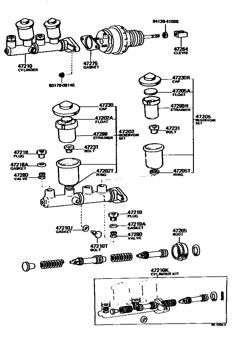 Toyota COROLLA 制动总泵 EPC diagram — MC4256A