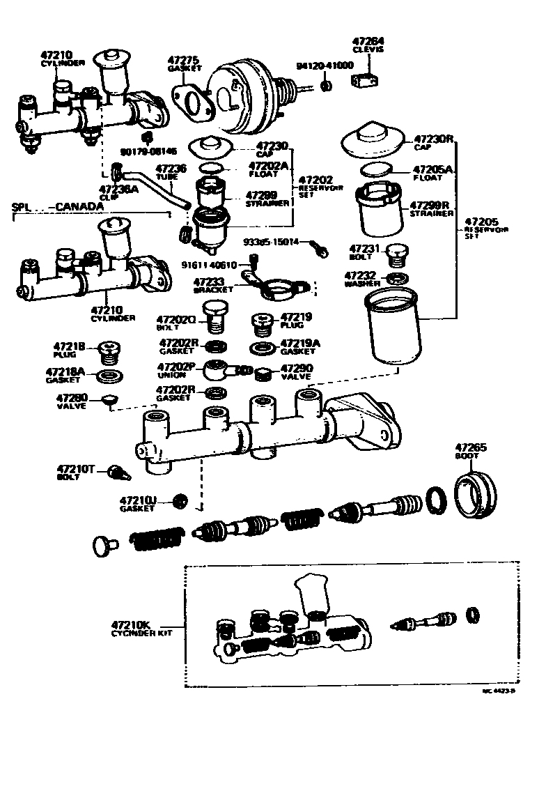 Toyota COROLLA 制动总泵 EPC diagram — MC4423B