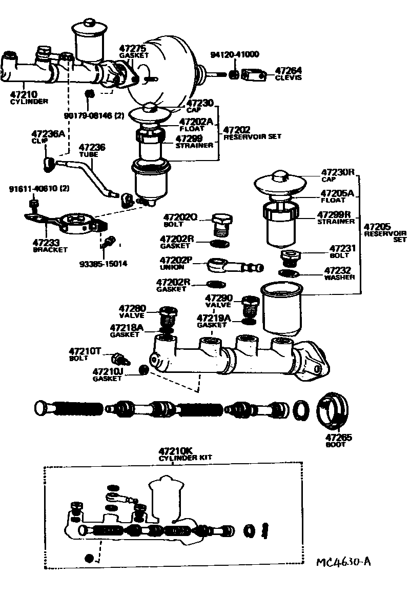 Toyota COROLLA 制动总泵 EPC diagram — MC4630A