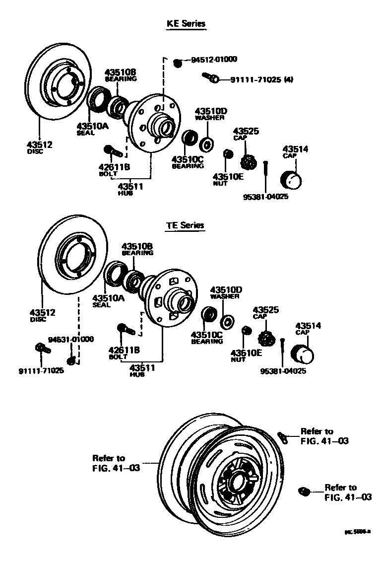 Toyota COROLLA Front Axle Hub EPC diagram — MC5566B