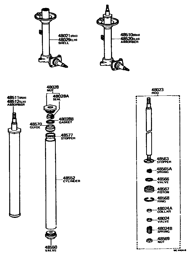 Toyota COROLLA Front Spring & Shock Absorber EPC diagram — MC4404B