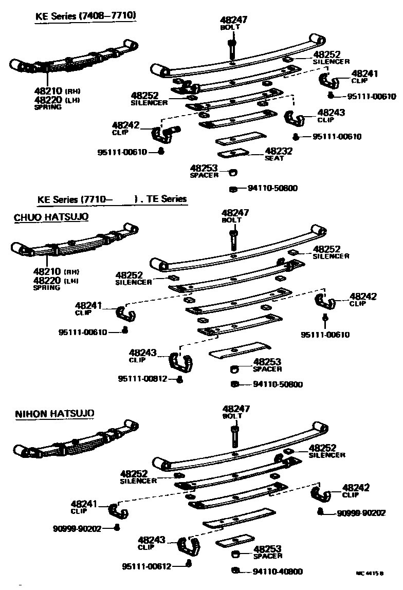 Toyota COROLLA Rear Spring & Shock Absorber EPC diagram — MC4415B