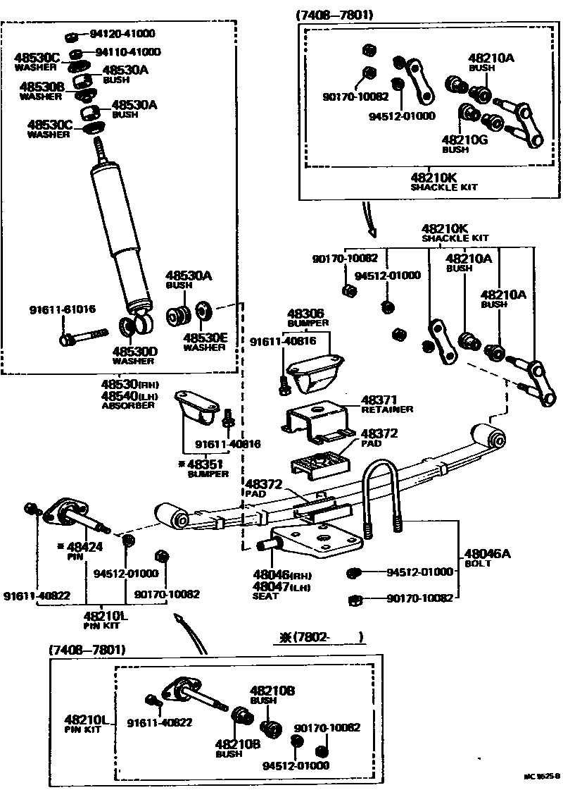 Toyota COROLLA Rear Spring & Shock Absorber EPC diagram — MC5525B