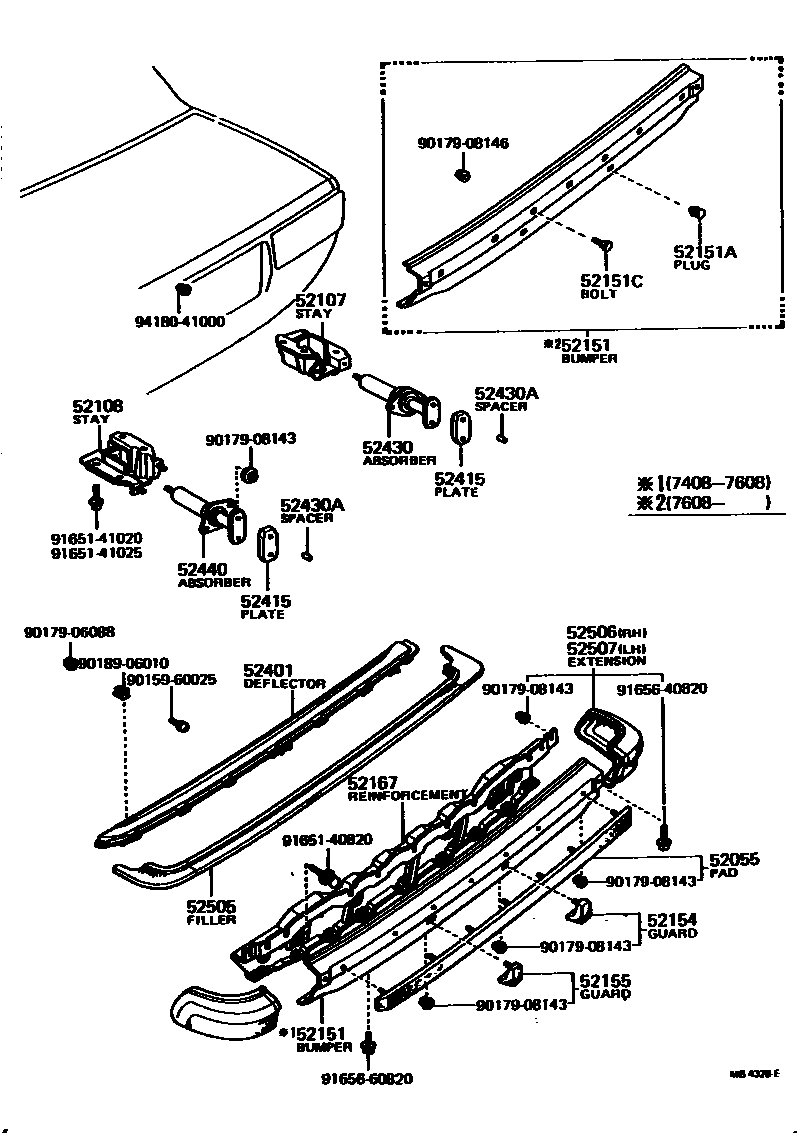 Toyota COROLLA 后保险杠及附件 EPC diagram — MB4328E