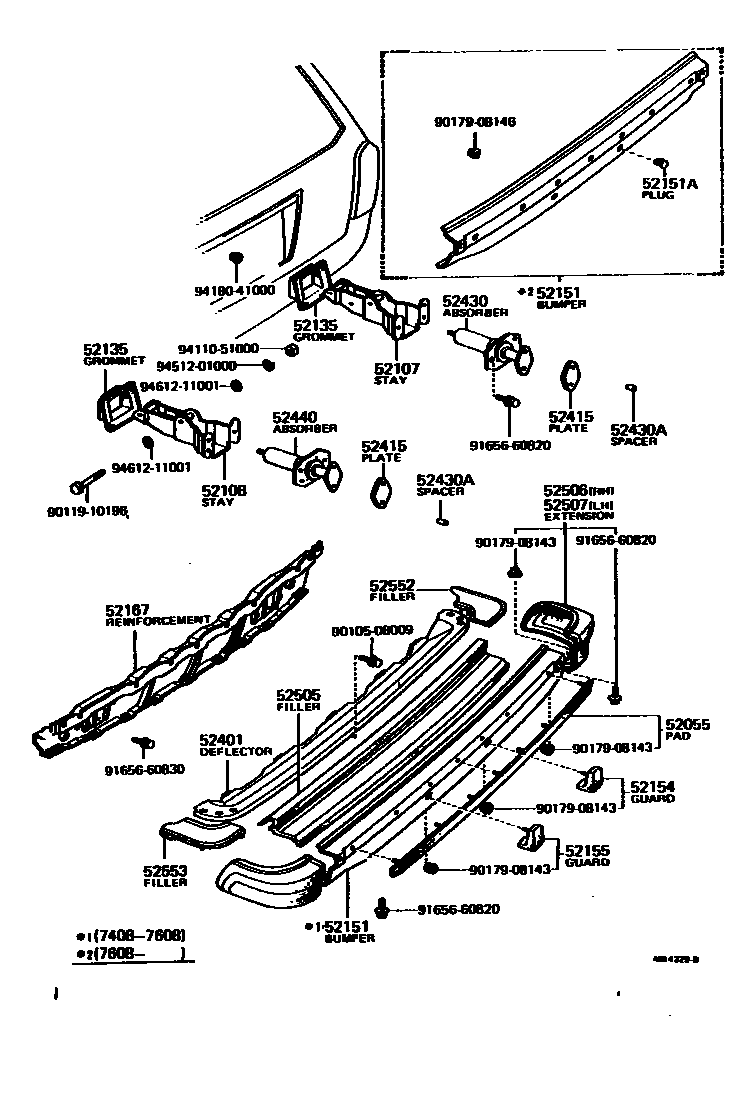 Toyota COROLLA 后保险杠及附件 EPC diagram — MB4329D