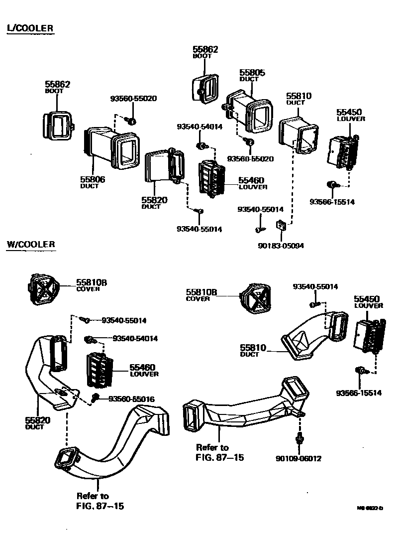 Toyota COROLLA 前围板通风装置 EPC diagram — MB6632D
