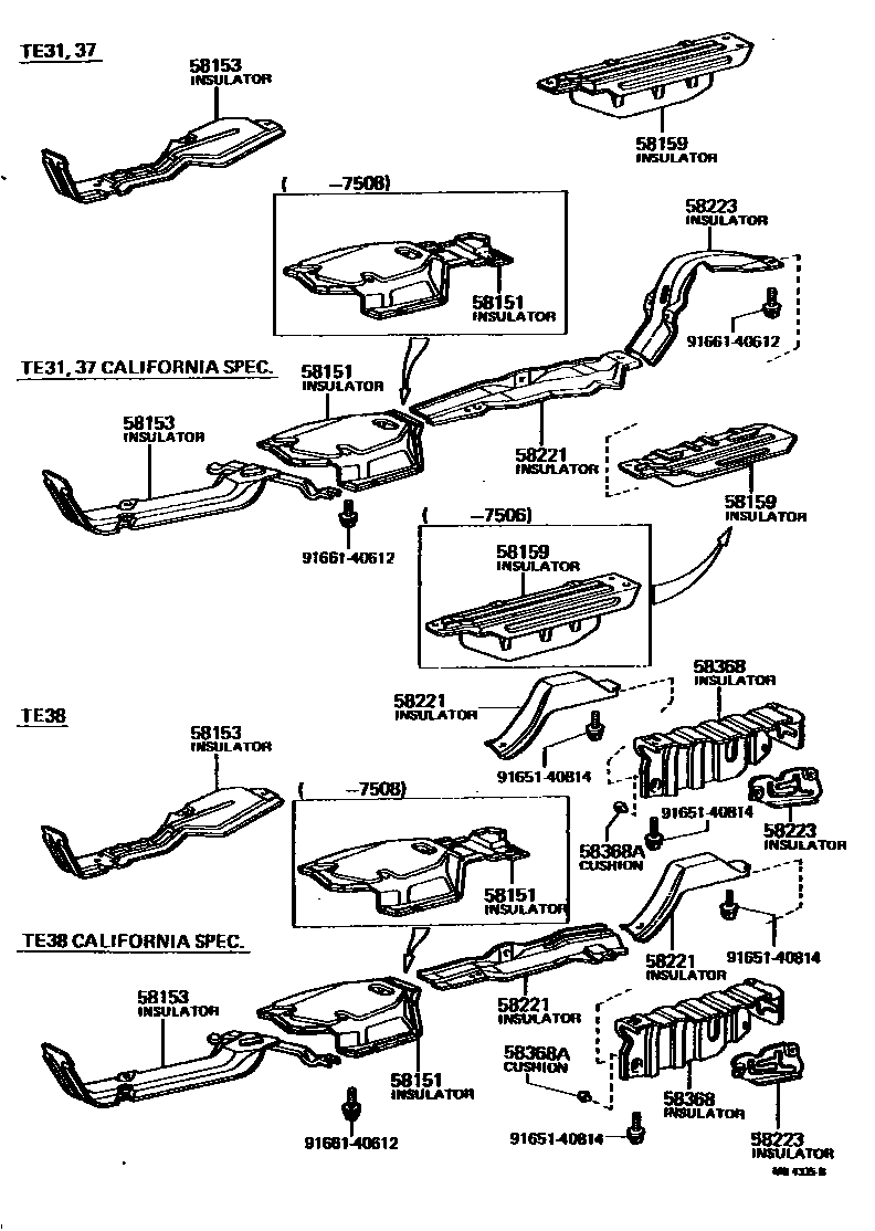Toyota COROLLA 地板隔热垫 EPC diagram — MB4335B