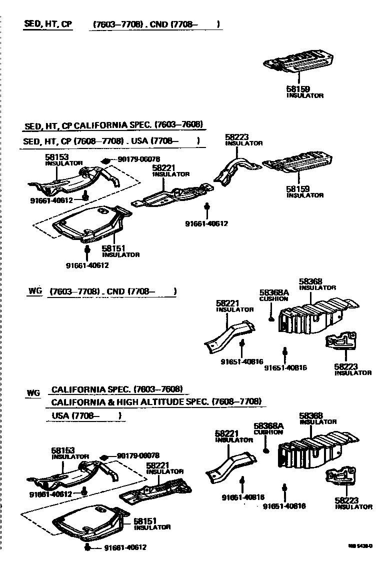 Toyota COROLLA 地板隔热垫 EPC diagram — MB5438D