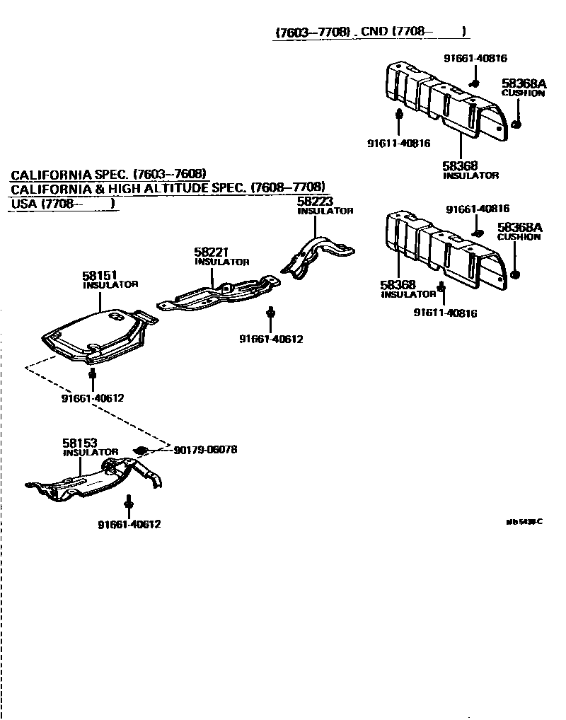 Toyota COROLLA 地板隔热垫 EPC diagram — MB5439C