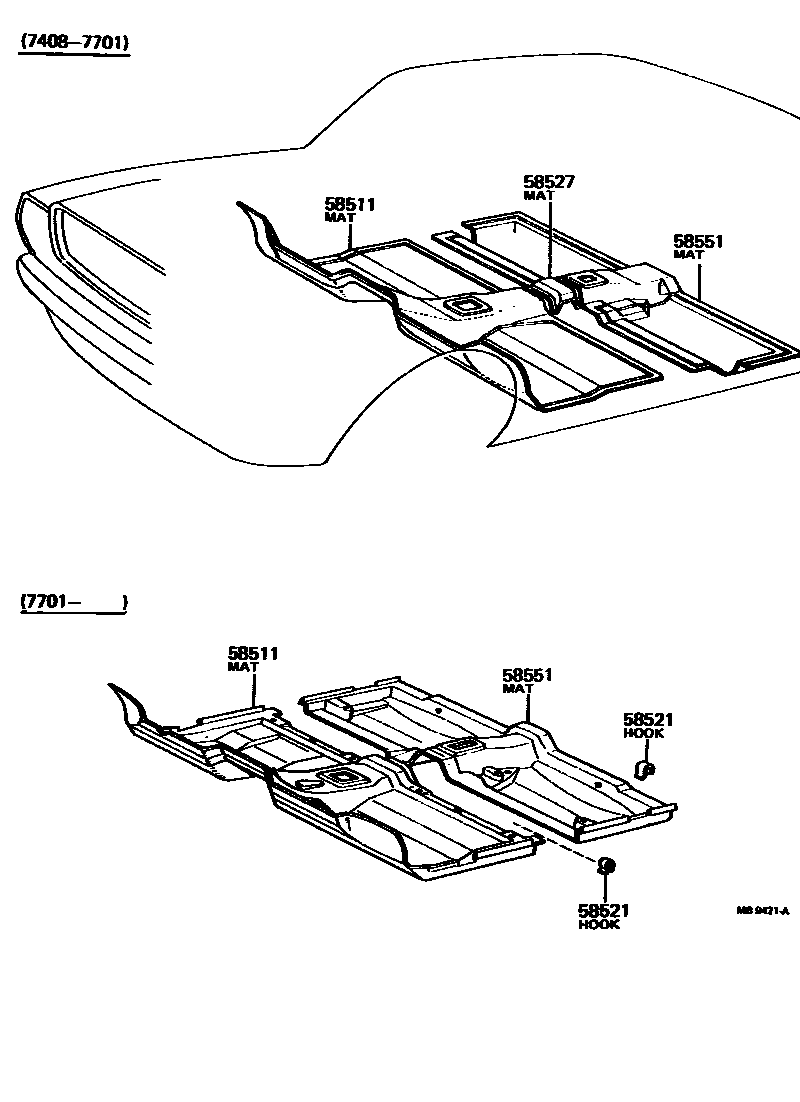 Toyota COROLLA 地板垫 EPC diagram — MB9421A