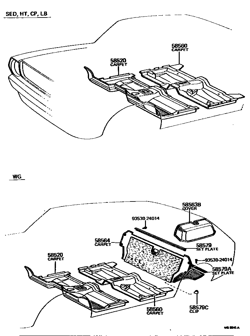 Toyota COROLLA 地板垫和地毯 EPC diagram — MB6645A
