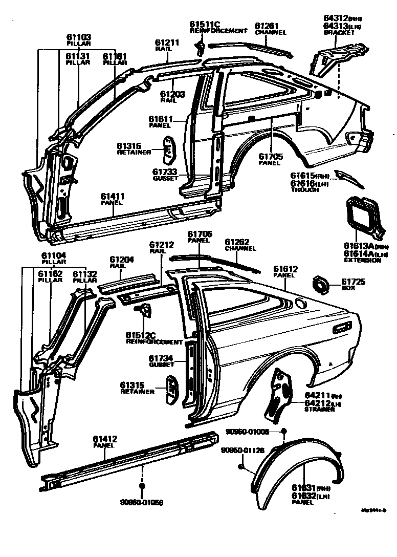 Toyota COROLLA 侧梁 EPC diagram — MB5441D