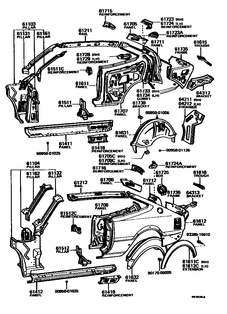 Toyota COROLLA 侧梁 EPC diagram — MB9426D