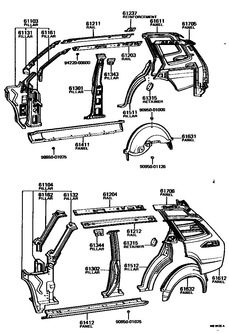 Toyota COROLLA 侧梁 EPC diagram — MB9428A