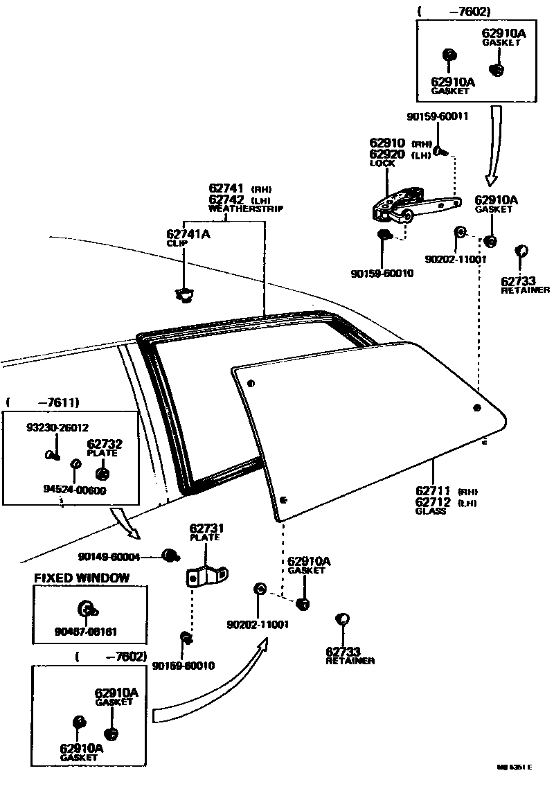 Toyota COROLLA 角窗 EPC diagram — MB5351E