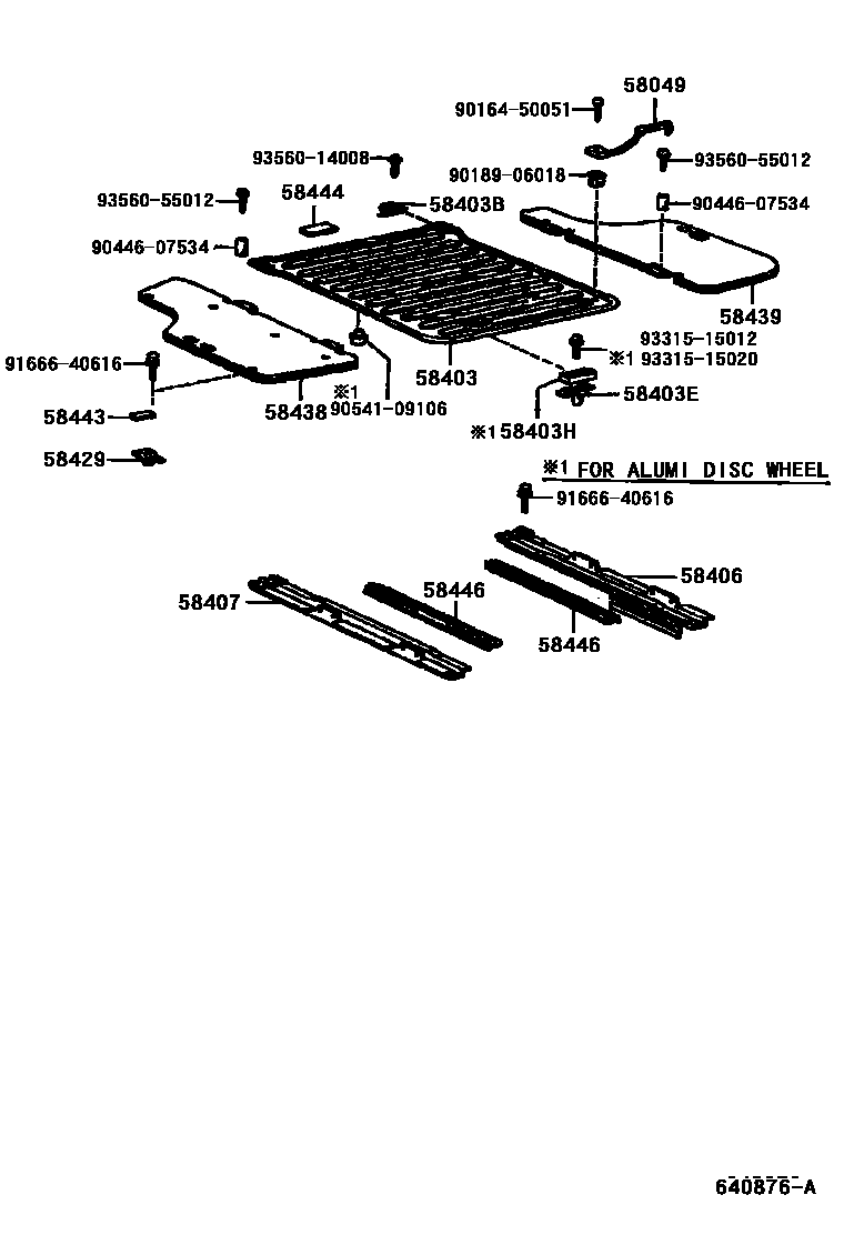 Toyota COROLLA 底板和底板装饰罩 EPC diagram — 640876A