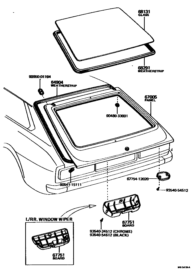 Toyota COROLLA 背门板和背门玻璃 EPC diagram — MB5419A