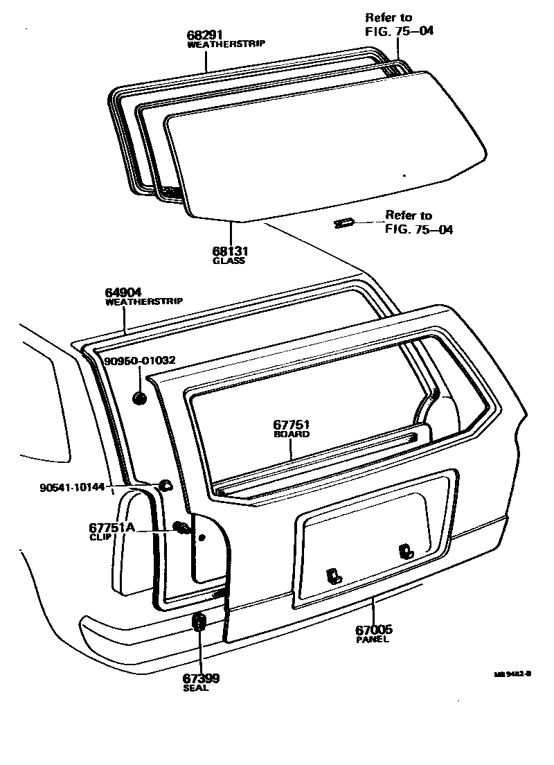 Toyota COROLLA 背门板和背门玻璃 EPC diagram — MB9452B