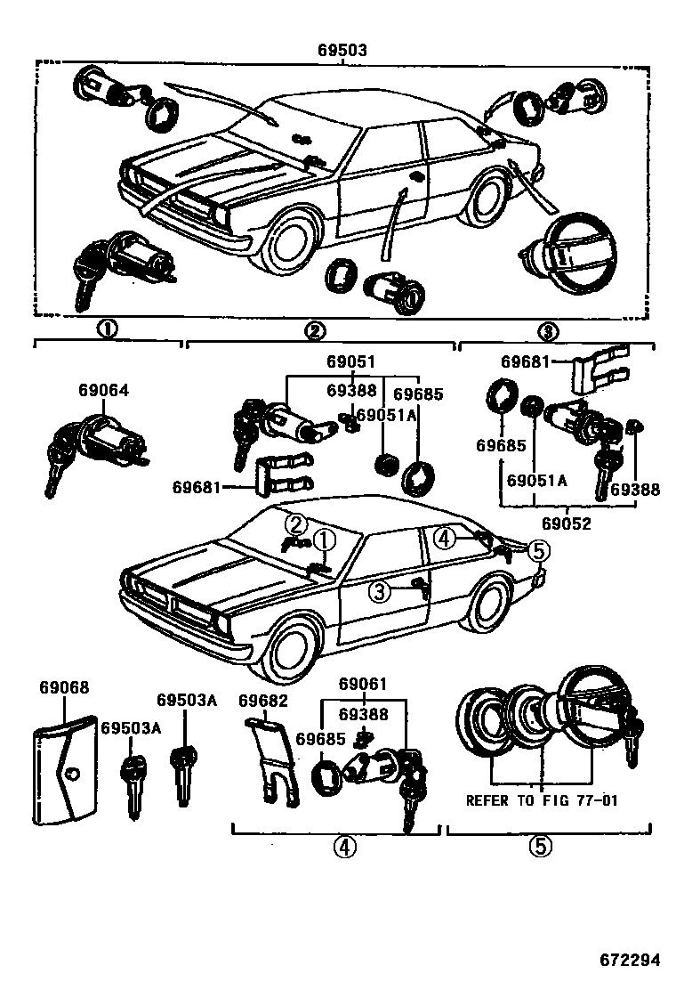 Toyota COROLLA 锁芯组件 EPC diagram — 672294
