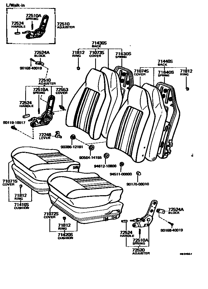 Toyota COROLLA 前排座椅和座椅滑轨 EPC diagram — MB9456F