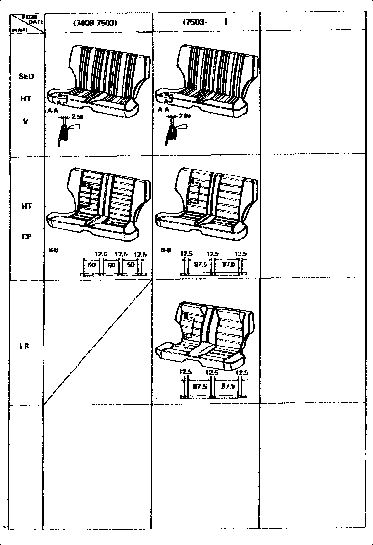 Toyota COROLLA 后排座椅和座椅滑轨 EPC diagram — 717039