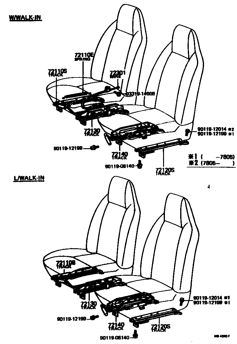 Toyota COROLLA 座椅滑轨 EPC diagram — MB4560F